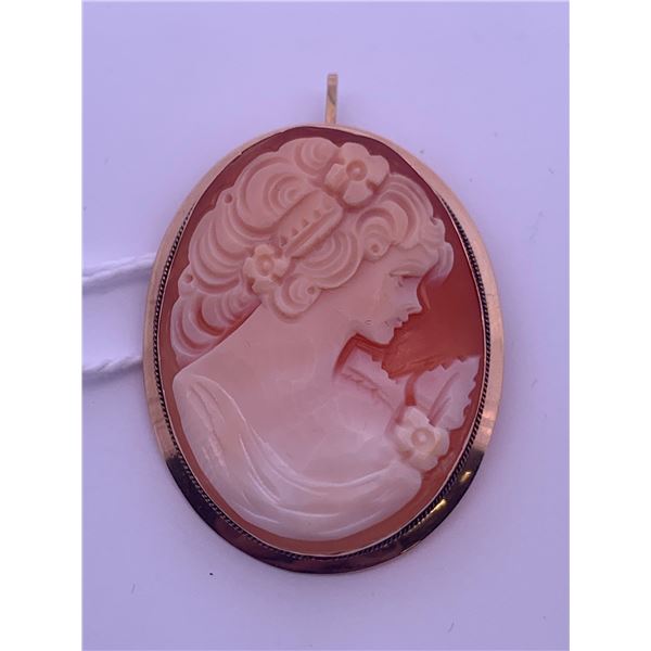 14k rose gold cameo brooch; total weight is 5.22 grams