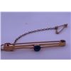 Image 1 : 9k yellow gold brooch with blue stone; weighs 1.91 grams