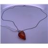 Image 1 : 14k gold chain with orange stone pendant; total weight is 2.26 grams