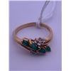 Image 1 : 10k gold ring with 4 emeralds(?) and 4 melee diamonds; weighs 2.40 grams