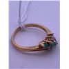 Image 2 : 10k gold ring with 4 emeralds(?) and 4 melee diamonds; weighs 2.40 grams