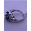 Image 2 : Silver (925) ring with 3 marquis green stones, and 2 colorless accent stones; weighs 4.21 grams