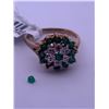 Image 1 : 10k yellow gold ring with emerald, and melee diamonds; weighs 3.10 grams
