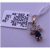 Image 1 : 10k yellow gold pendant with sapphire and melee diamonds; weighs 1.08 grams