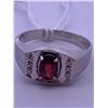 Image 1 : 10k white gold ring with garnet(?) centre stone; weighs 3.48 grams