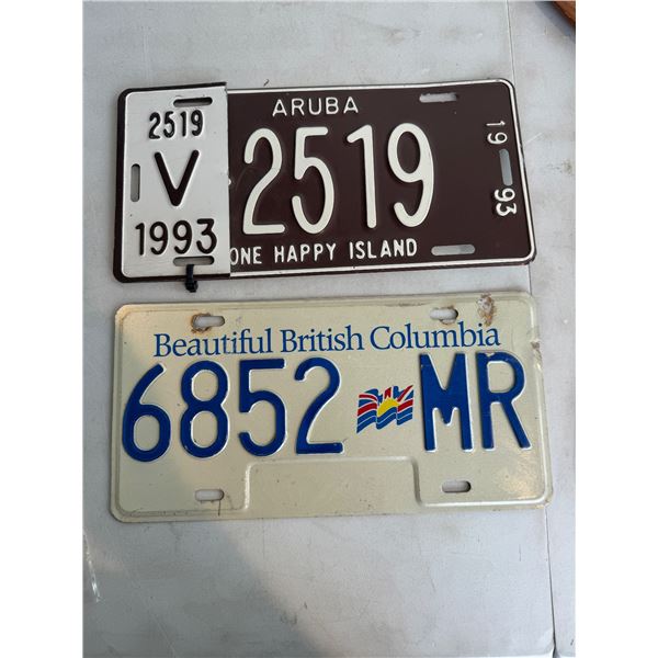 Aruba and BC license plate