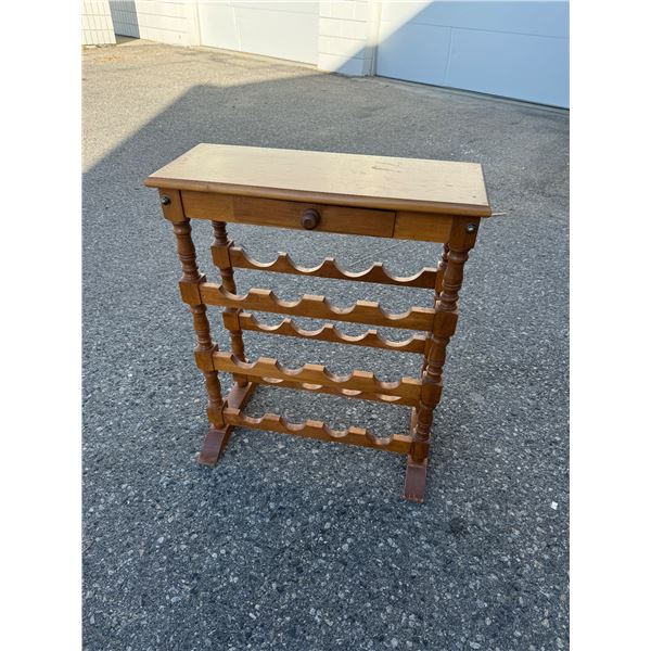 Wine rack table with drawer