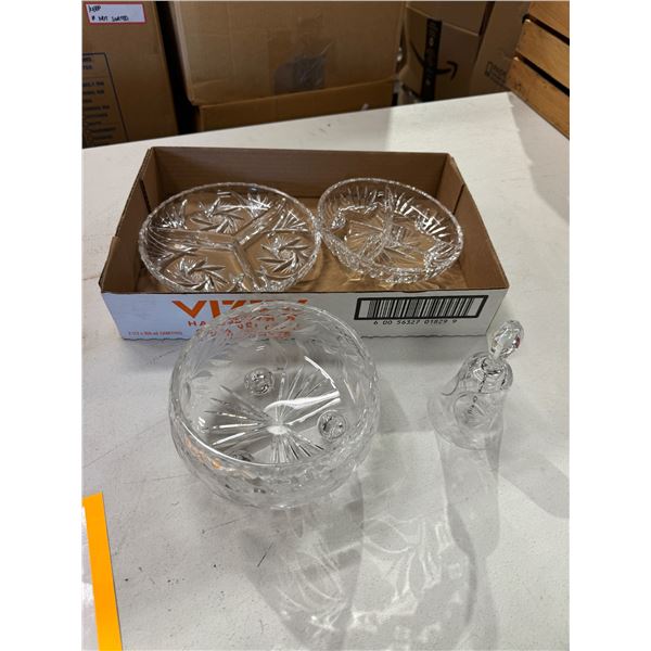 Crystal footed bowl bell and other dishes