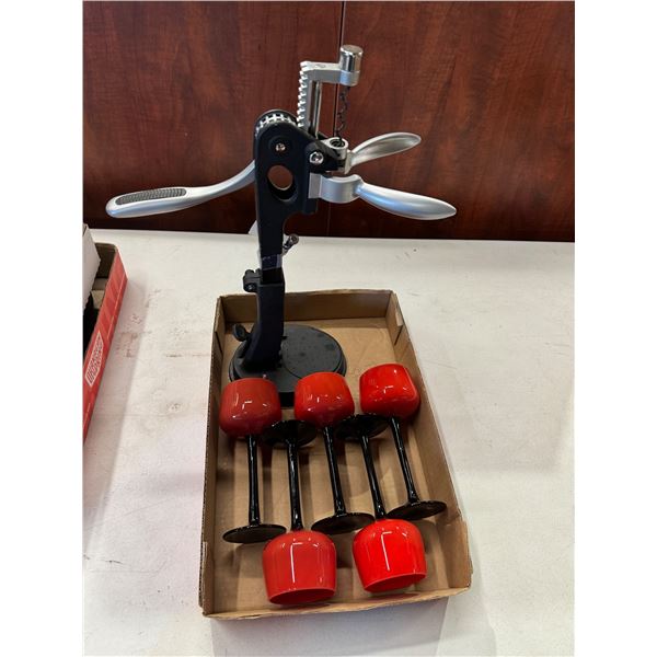 Wine, glasses, and opener