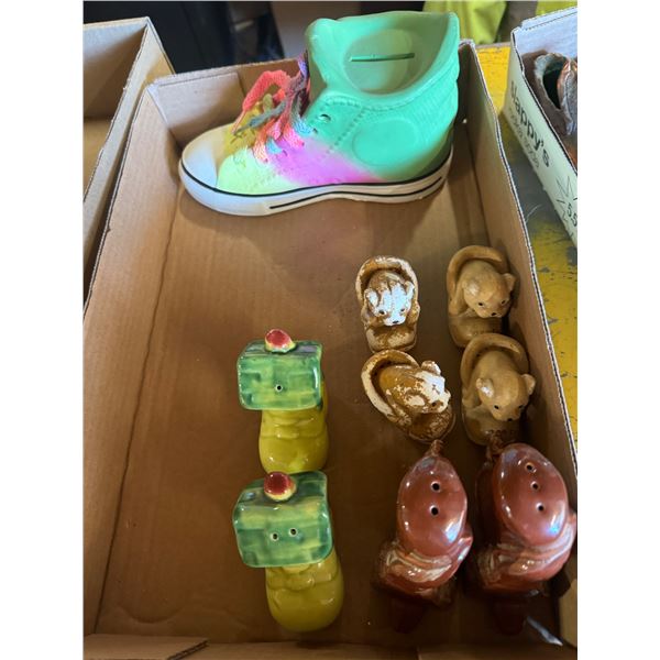 Salt and pepper, shakers, and other decor shoe minibank