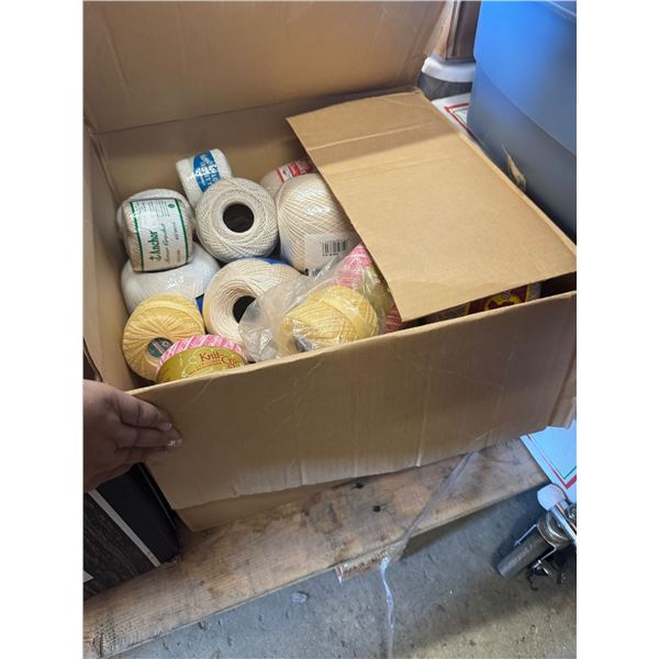 Box of crochet yarn