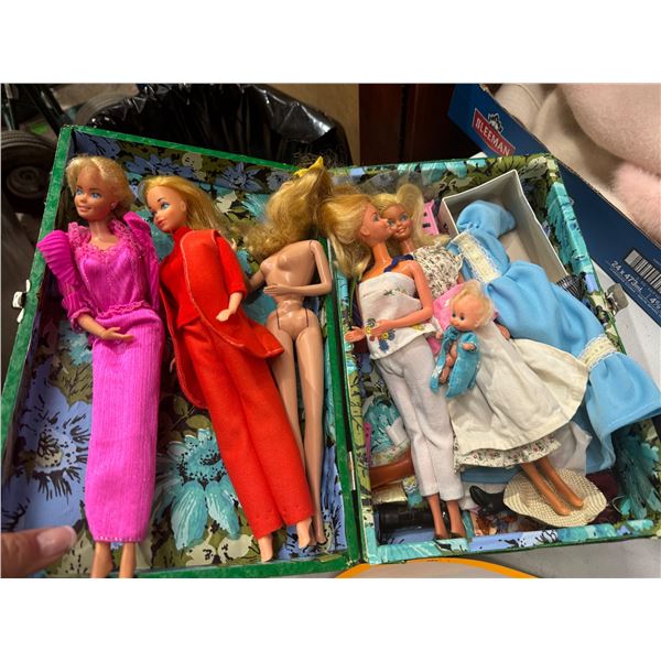 Vintage Barbies in case