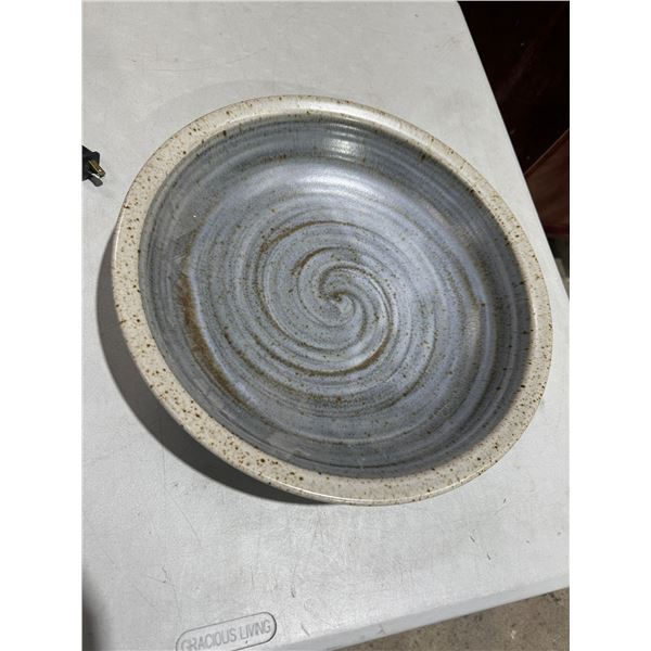 Pottery bowl signed cracked