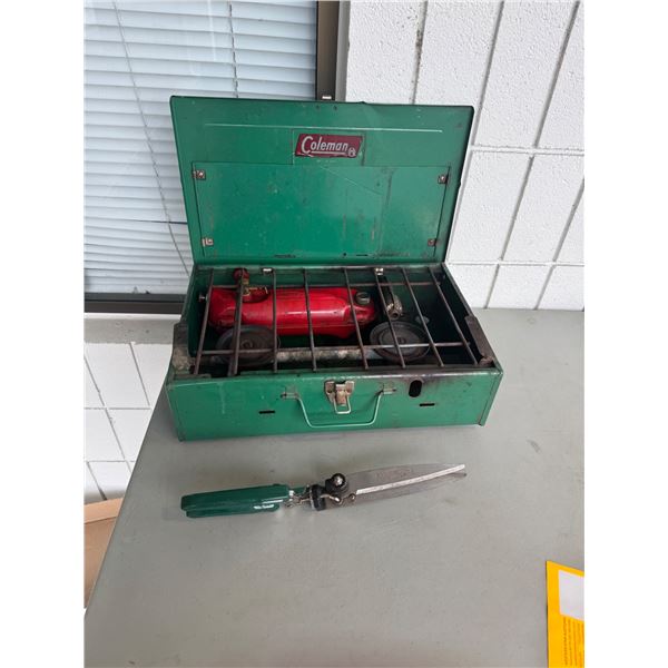 Coleman stove and shears