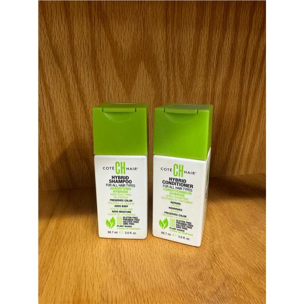 CH Coté, hybrid shampoo, and conditioner