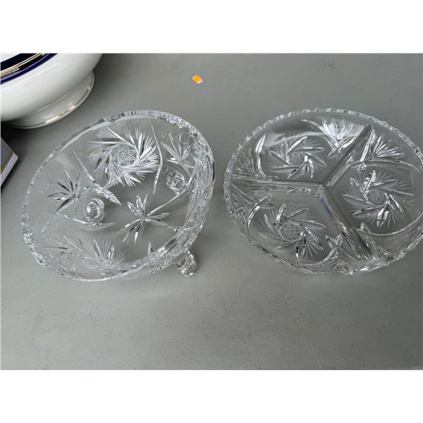 Crystal footed Dish and divided dish