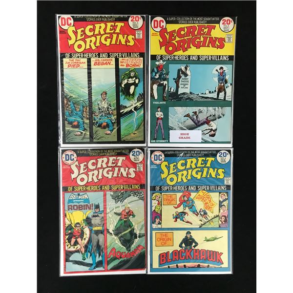 LOT OF 4 SECRET ORIGINS COMICS (DC COMICS)