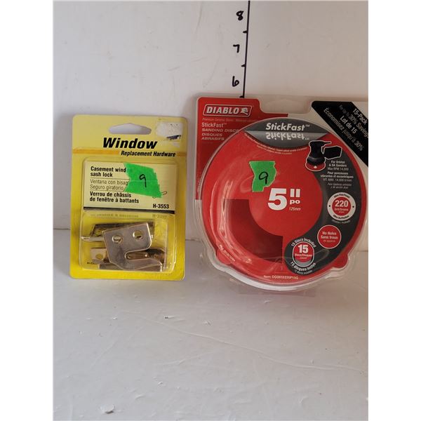 New Casement Window Sash Lock + Diablo 5" Stick Fast Sanding Disks