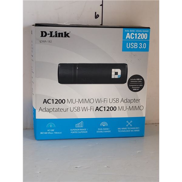 New | D-Link | AC1200 Mu-Mino Wi-Fi USB Adapter | Wi-Fi Repeater
