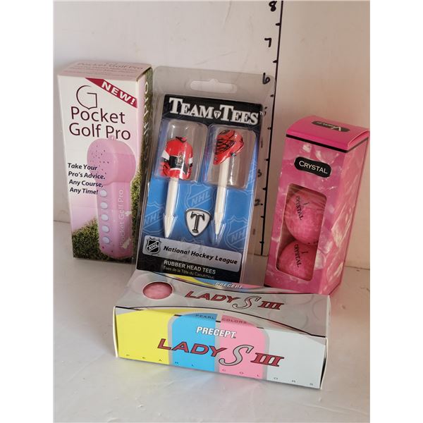 Lot of New Golfing Items | Pocket Pro, NHL Tees, Gold Balls