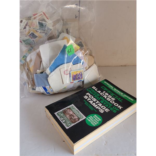 Bag Full of Postage Stamps with Stamp Books Price Guide