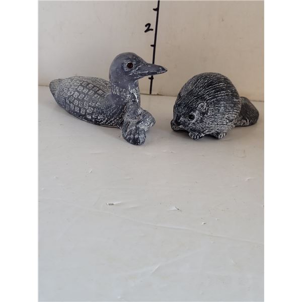 Lot of 2 A Wolfe Originals Scupltures | Loon & Porcupine