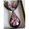 Image 3 : Boxed Hand Blown Glass Earrings & Necklace Set