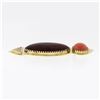 Image 7 : Vintage 18k Gold Multi Prong Agate & Cabochon Coral Modernist Large Brooch Pin