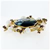 Image 4 : Vintage 14k Gold Hand Painted Portrait, Garnet, & Pearl Open Frame Brooch