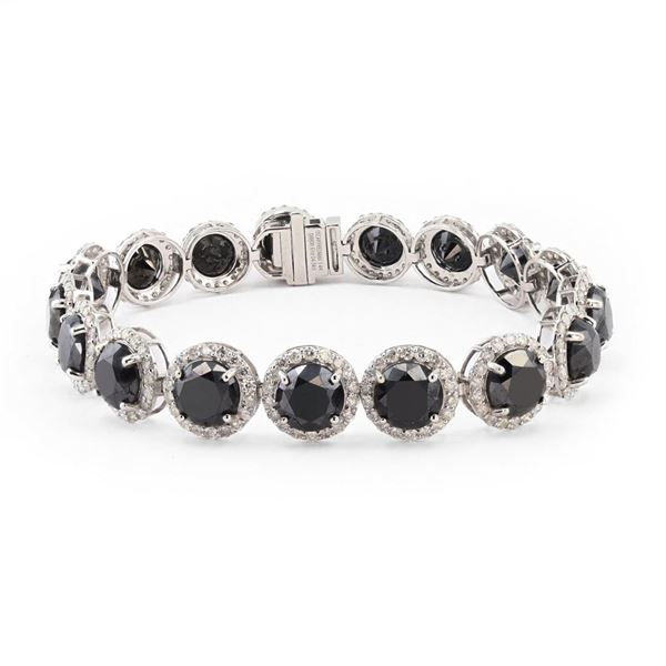 30.67 ctw Fancy Black Diamond and 4.34 ctw Diamond 14K White Gold Bracelet