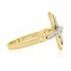 Image 5 : 14k Tri Color Gold Detailed Matte Finish Coin Edge Crucifix Cross Band Ring