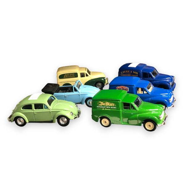 6 Diecast Lledo Cars, Morris Minor, Vanguards, Etc.