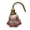Image 2 : Vintage Brass Dual Light Desk Top Lamp With Pink Engraved Shades