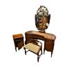 Image 1 : Vintage Carved Wood, Glass Top Vanity With End Table And Chair
