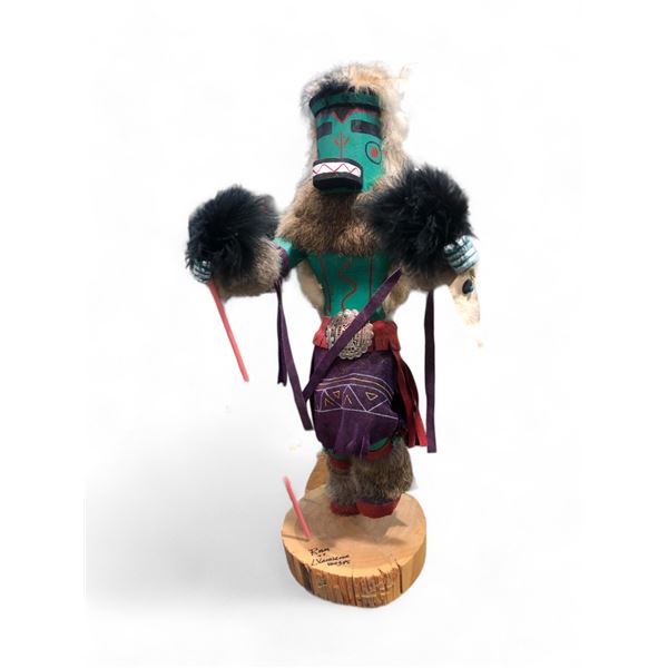 First Nations Hand Carved Ram Kachina Signed