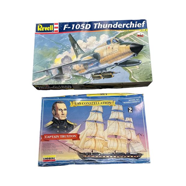 2 Vintage Model Kits, U.S.S. Constellation And F105D Thunder Chief