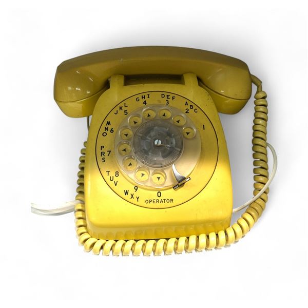 Vintage Yellow Rotary Telephone By Automatic Electric