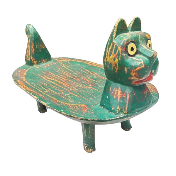 Folk Art Hand Carved Cat Platter