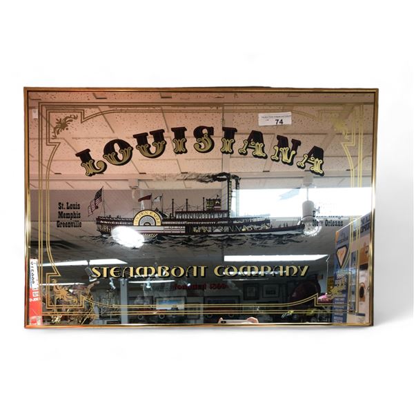 Vintage Louisiana Steam Boat Company Framed Advertising Mirror