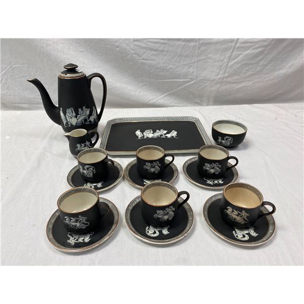 Pratt Fenton Old Greek Tea Set With Teapot, Cups, Creamer, Saucers, Tray, Etc...