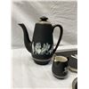 Image 2 : Pratt Fenton Old Greek Tea Set With Teapot, Cups, Creamer, Saucers, Tray, Etc...