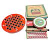 Image 1 : Simplex Tin Toy Type Writer In Original Box With Tin Double Sided Checker Board