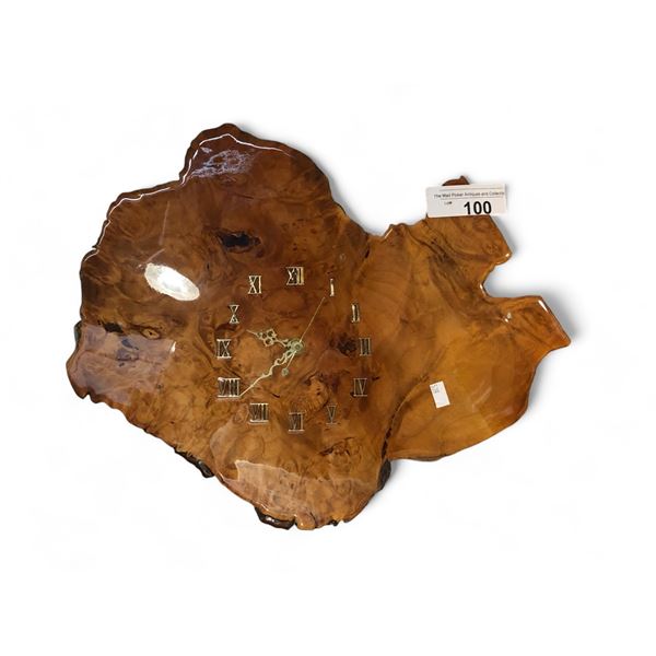 Wood Burl Live Edge Wall Clock