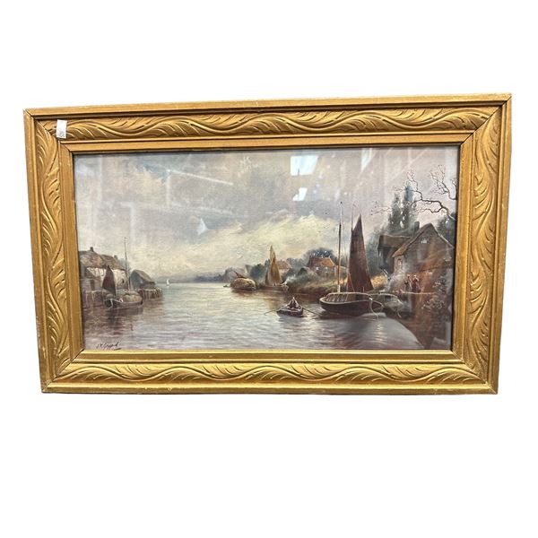 Framed Print Of Fishing Village By J.W. Goyyad