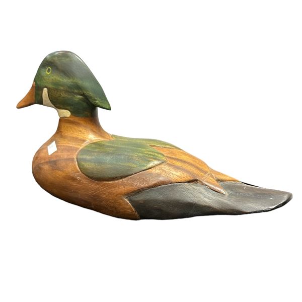 Vintage Hand Carved Hand Painted Duck Decoy Signed Christian 2001