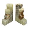 Image 2 : Pair Of Carved Onyx Marble Book Ends
