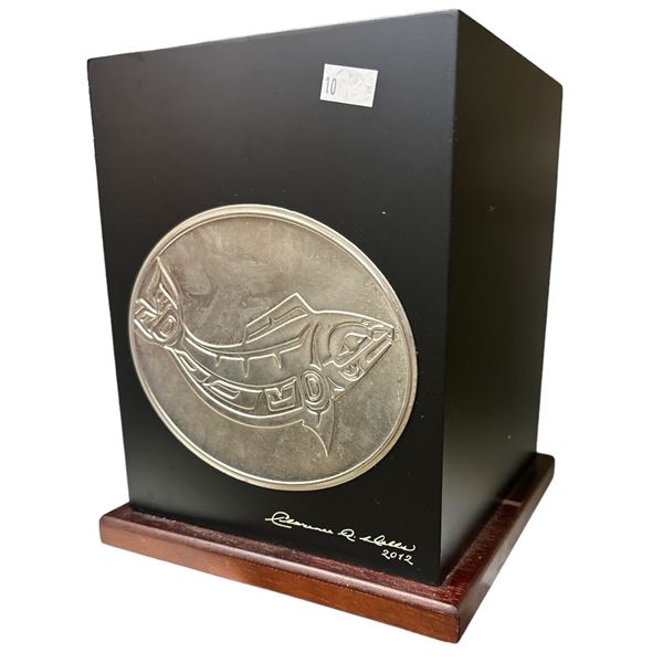 First Nations Box With Fish Plaques Signed And Dated