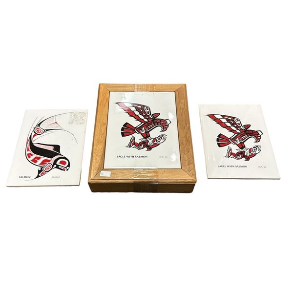 First Nations Trinket Box With Inset Tile And 2 Loose Tiles