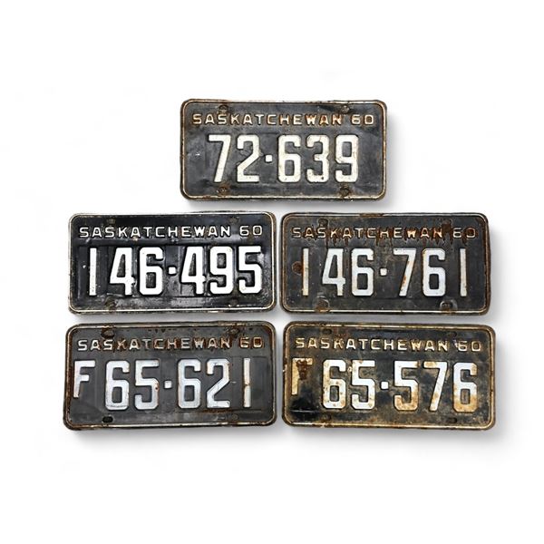 5 1960 Saskatchewan License Plates