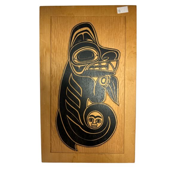 First Nations Hand Carved Wooden Sea Lion Plaque
